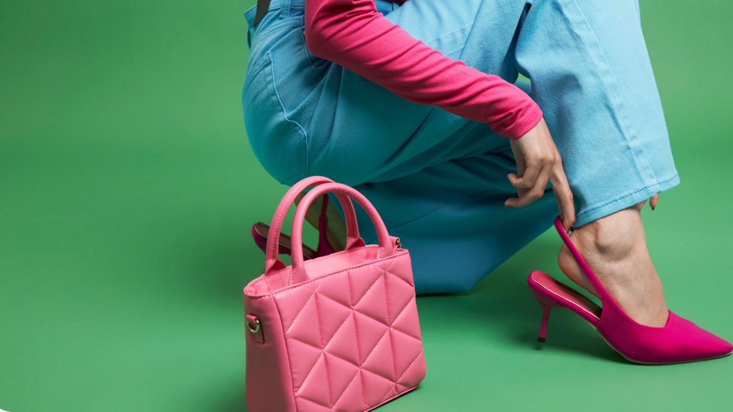 Hot pink quilted bag and slingback heels