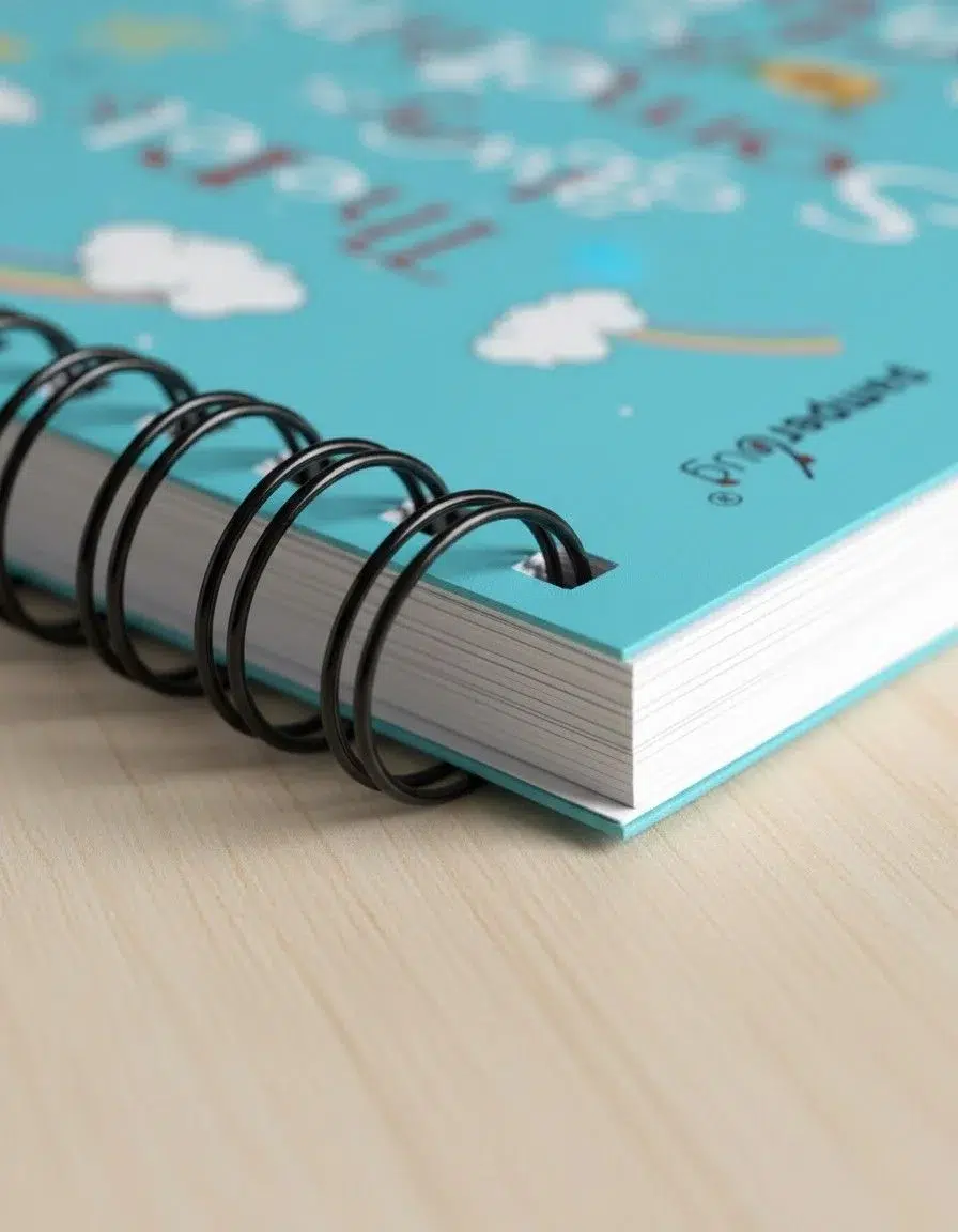 PamperBug daily gratitude journal India teal cover and black wiro spine detail — KapdeWali