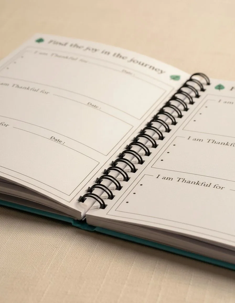 PamperBug daily gratitude journal India wiro binding close-up showing lay-flat metal rings — KapdeWali