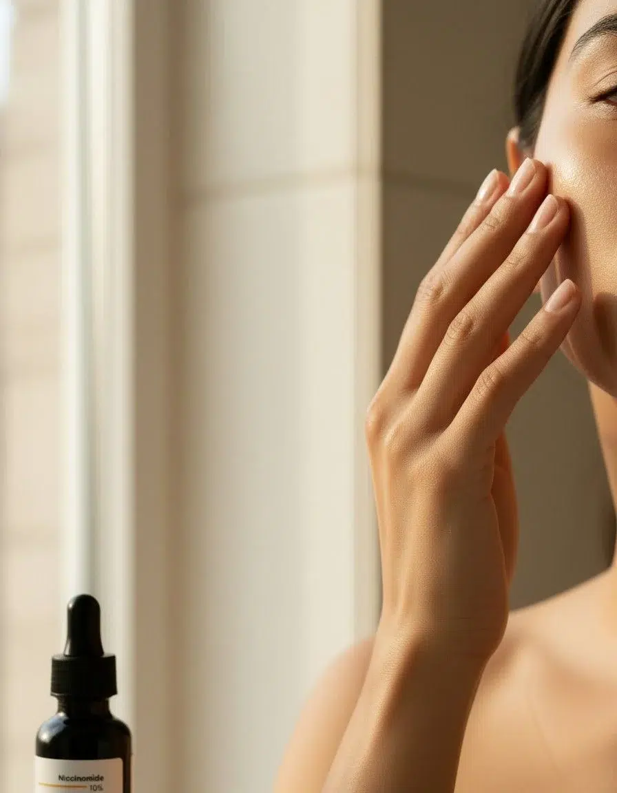 Applying Minimalist serum with dropper on skin minimalist serum combo Minimalist KapdeWali